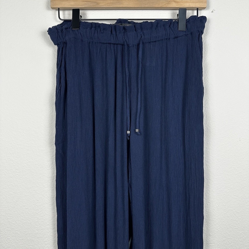 Banana Republic Wide Leg Pants Women XS Navy Blue Excellent Paperbag Waist Gauze - Picture 2 of 5